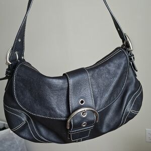 Soho Flap Bag - Black Leather Y2K Vintage
